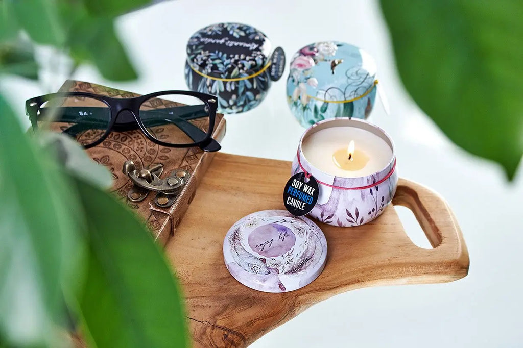  Pamperandpost Art Tin Candle - Assorted Design - Sea life - Rasberry Art Tin Candles
