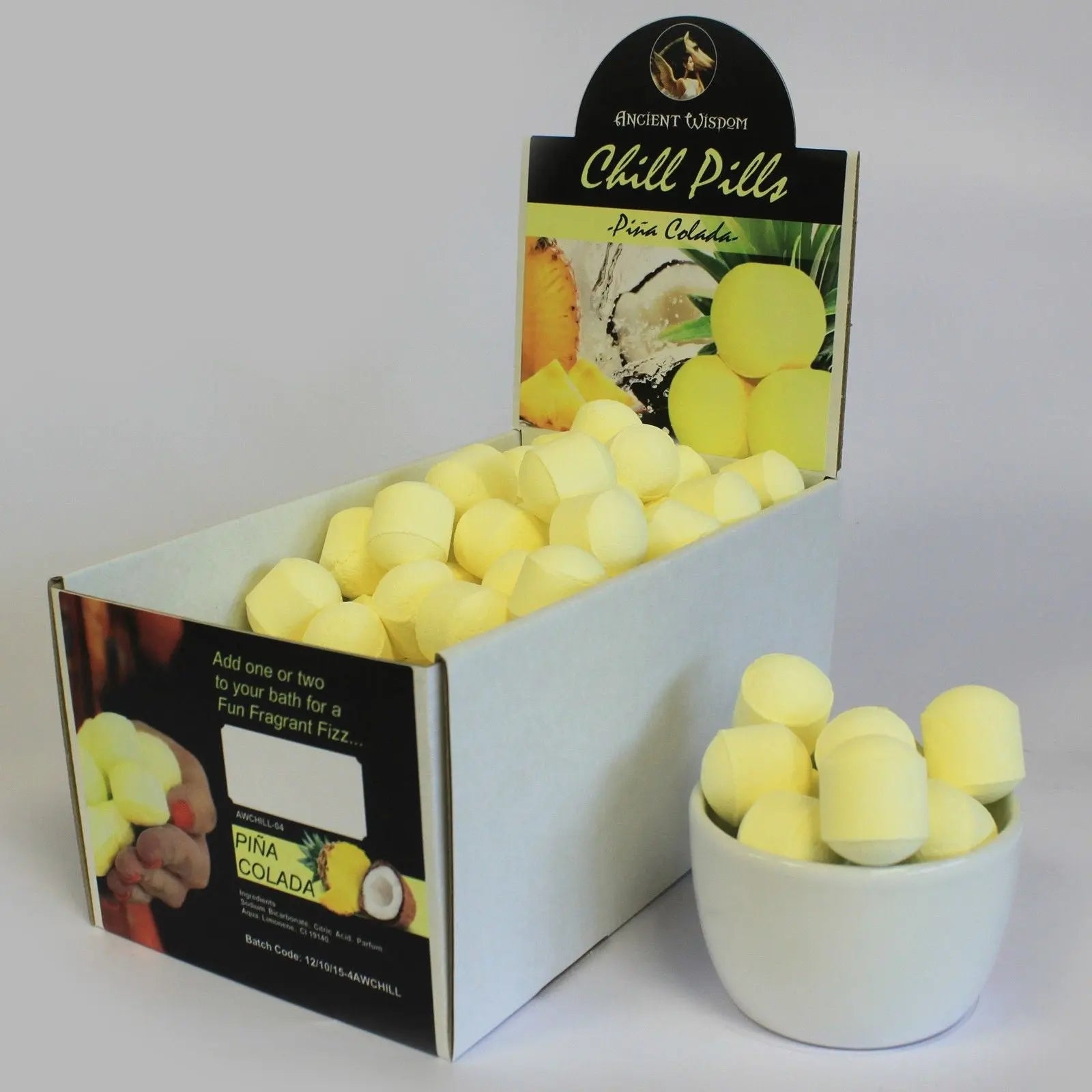 Pamperandpost 1.3Kg Box of  Chill Pills (Mini Bath Bombs) - Pinacolada