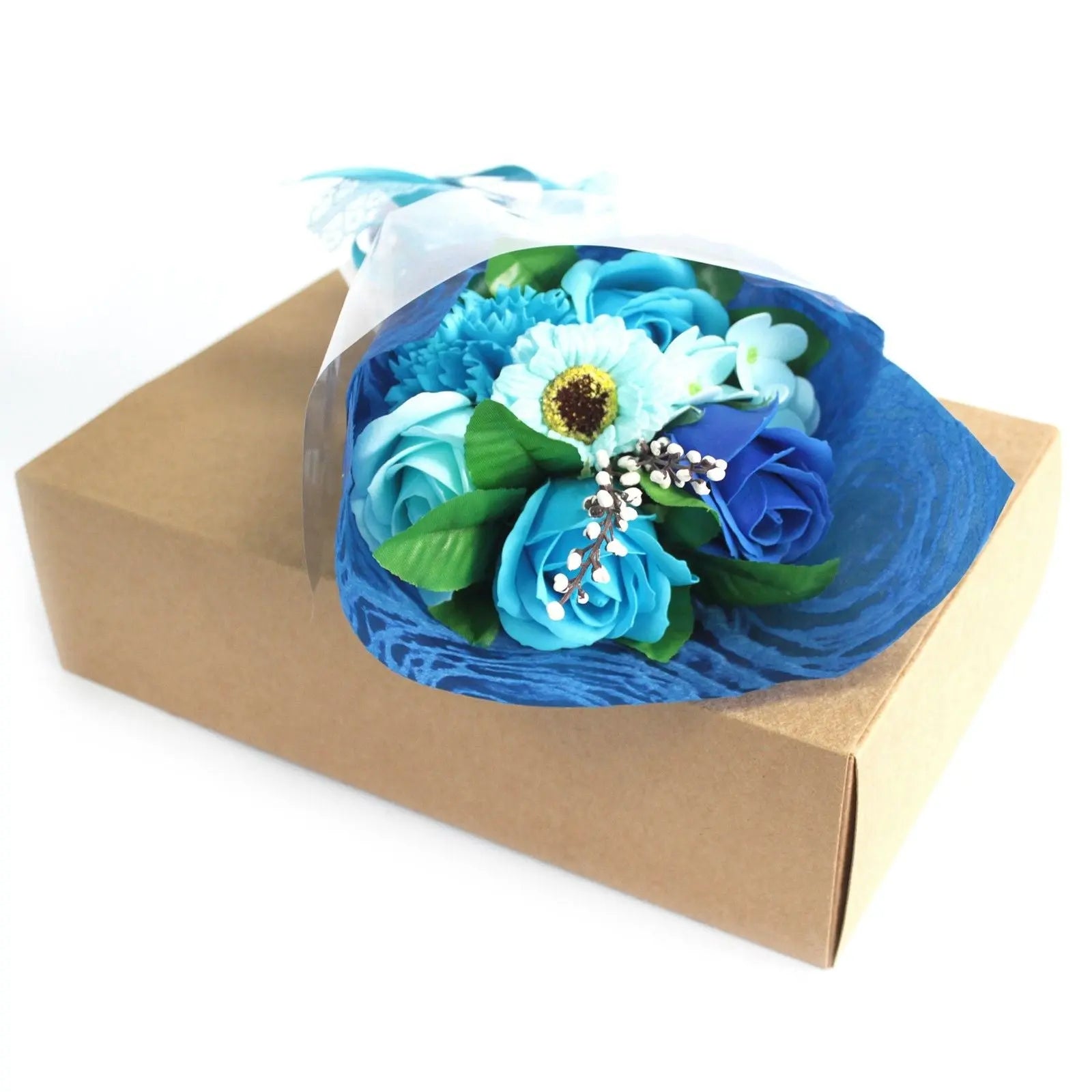 Boxed Hand Soap Flower Bouquet - Blue AW Dropship UK
