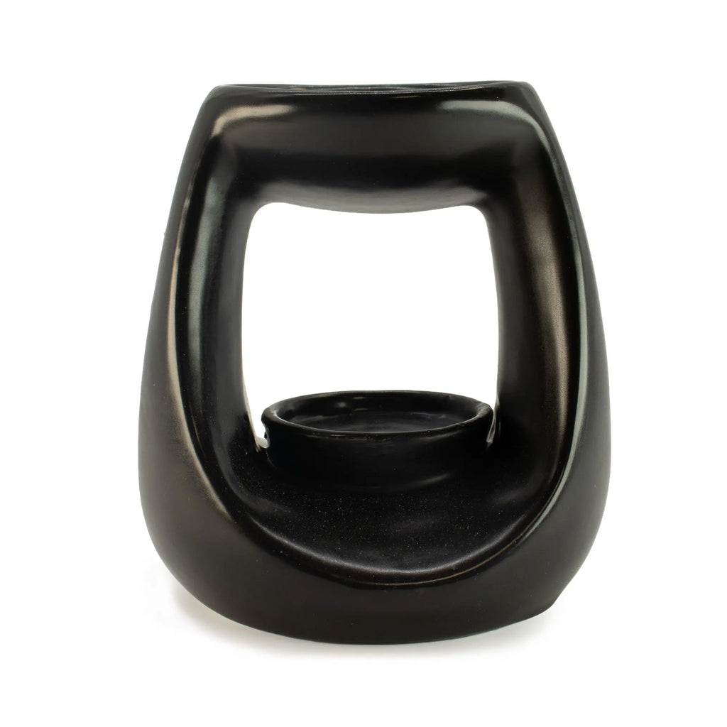  Pamperandpost Ceramic Zen Oil Burner - Large Oval Pebble  - Matt Black Ceramic Zen Oil Burners