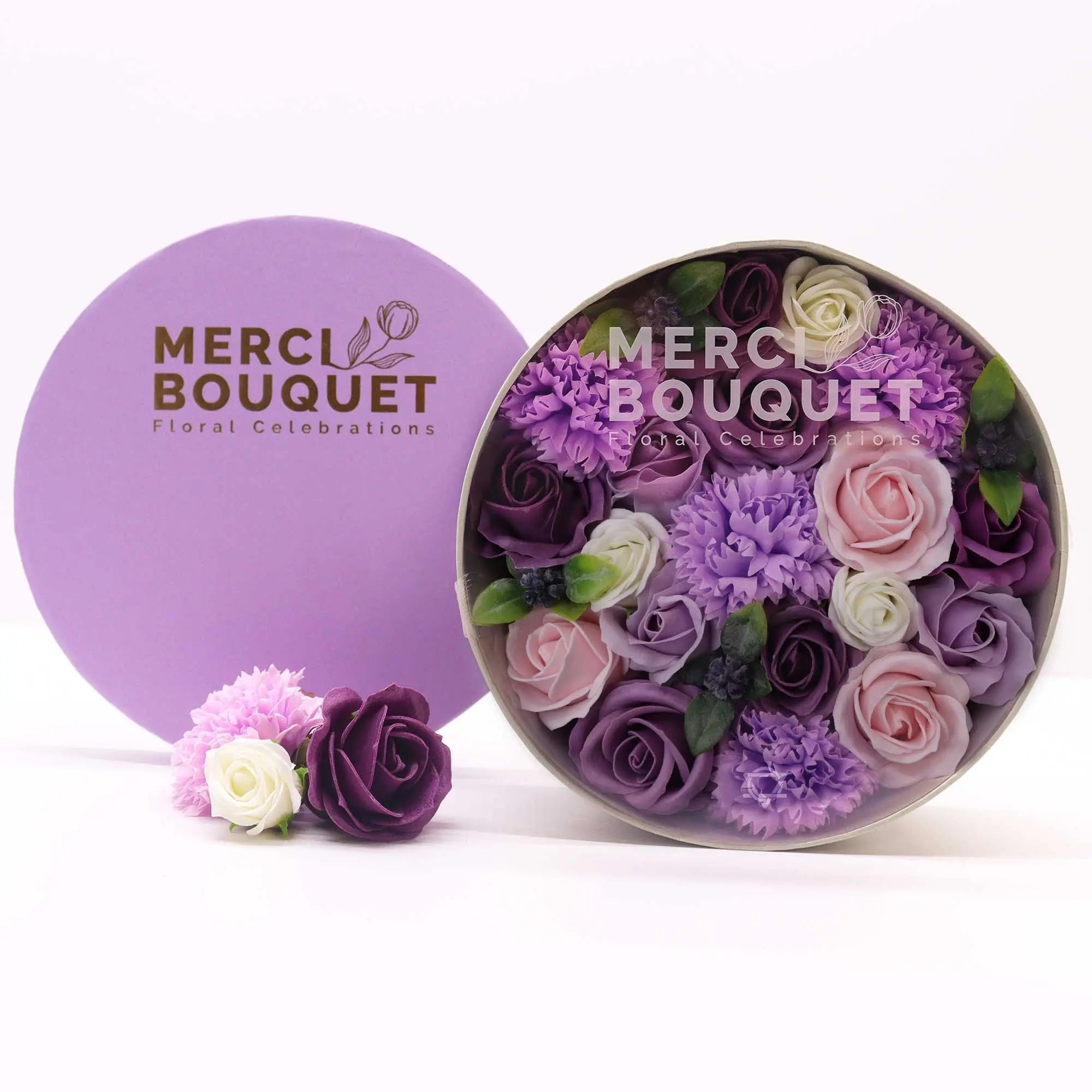 Pamperandpost Round Box - Lavender Rose & Carnation