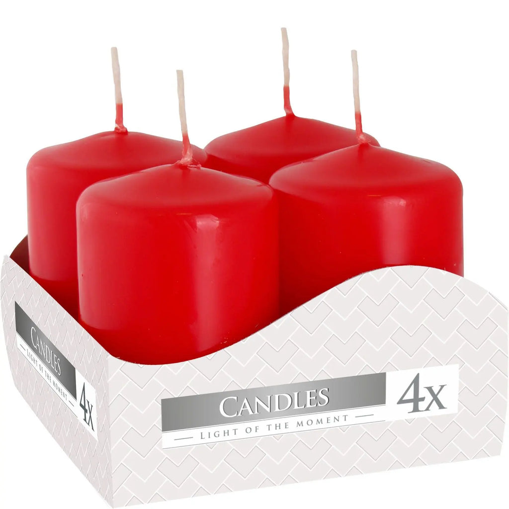 Set of 4 Pillar Candles  40x60mm - Red AW Dropship UK