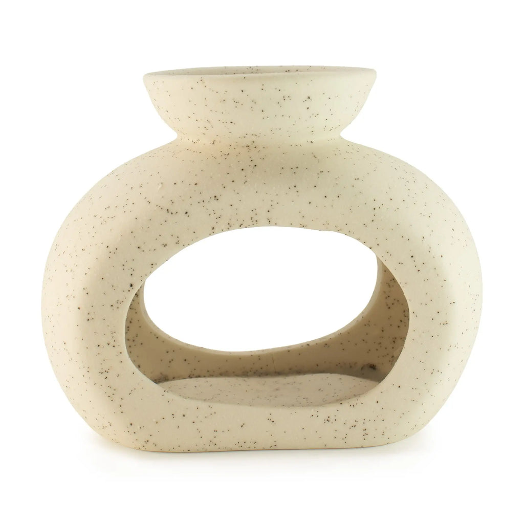  Pamperandpost Ceramic Zen Oil Burner - Oval Pebble - Speckled Off-White Ceramic Zen Oil Burners