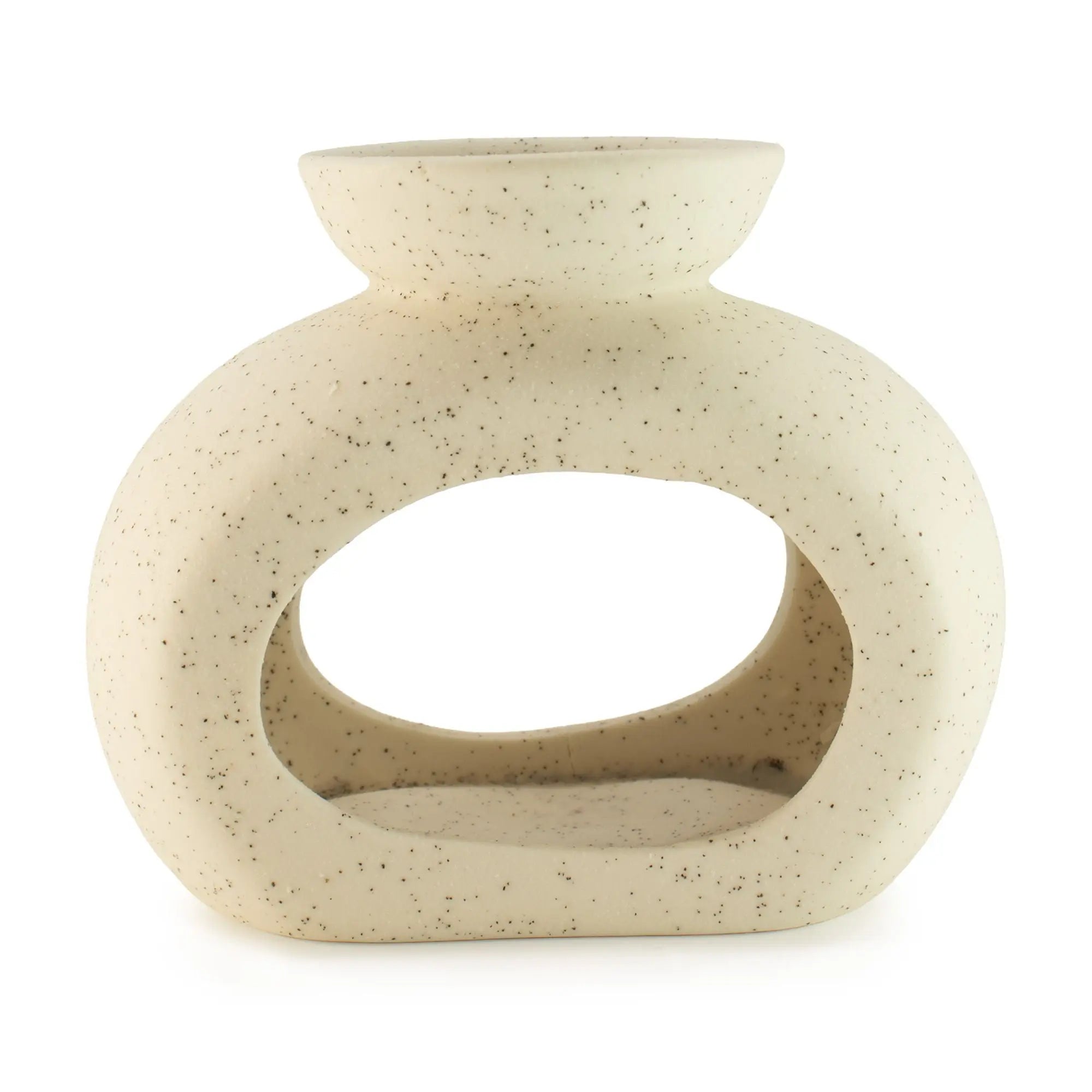  Pamperandpost Ceramic Zen Oil Burner - Oval Pebble - Speckled Off-White Ceramic Zen Oil Burners