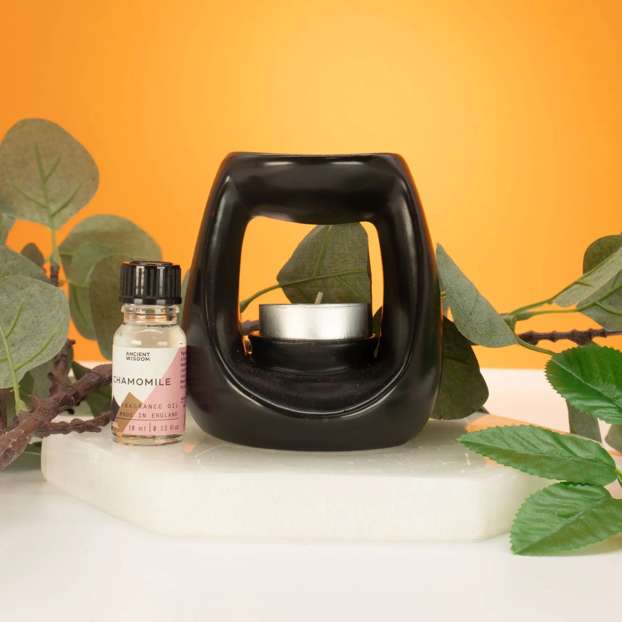  Pamperandpost Ceramic Zen Oil Burner - Large Oval Pebble  - Matt Black Ceramic Zen Oil Burners