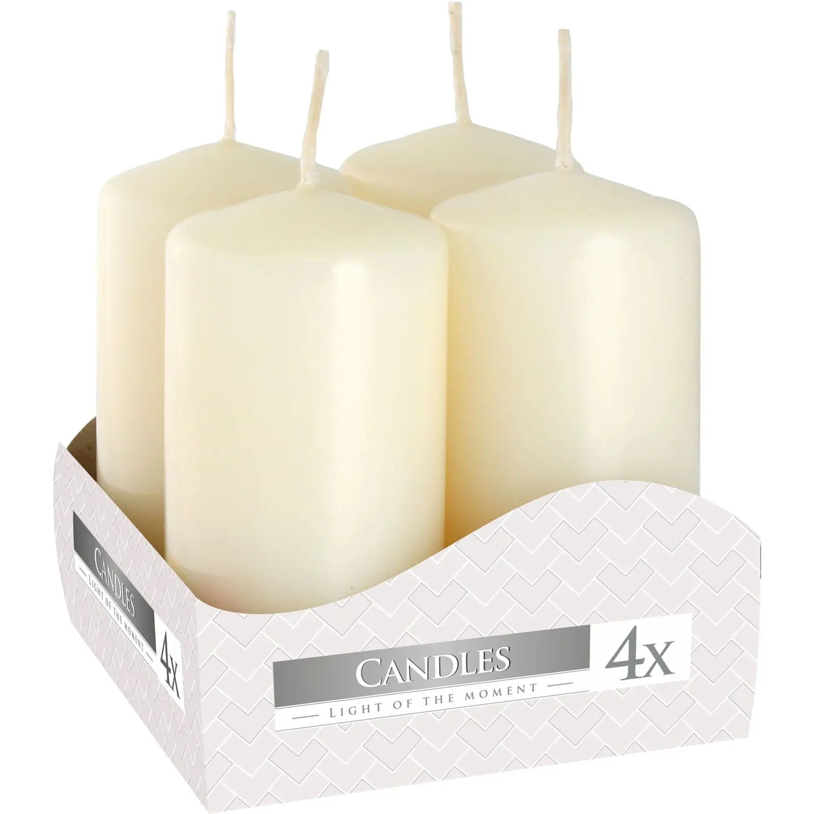 Set of 4 Pillar Candles  40x80mm - Ivory AW Dropship UK