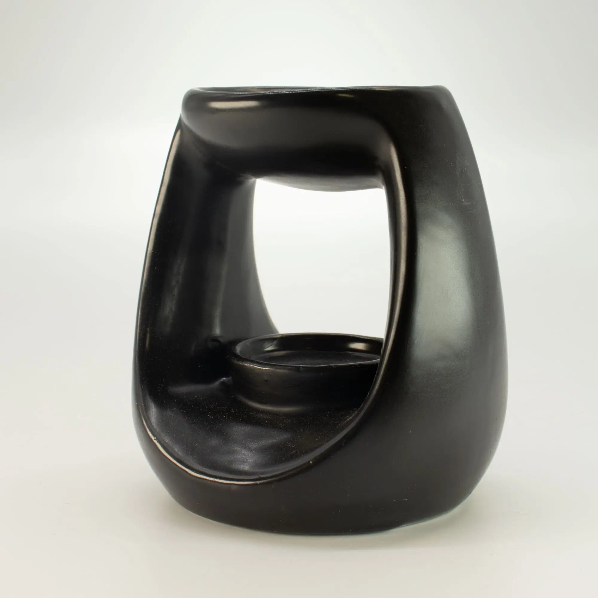  Pamperandpost Ceramic Zen Oil Burner - Large Oval Pebble  - Matt Black Ceramic Zen Oil Burners