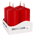 Set of 4 Pillar Candles  40x80mm - Red AW Dropship UK