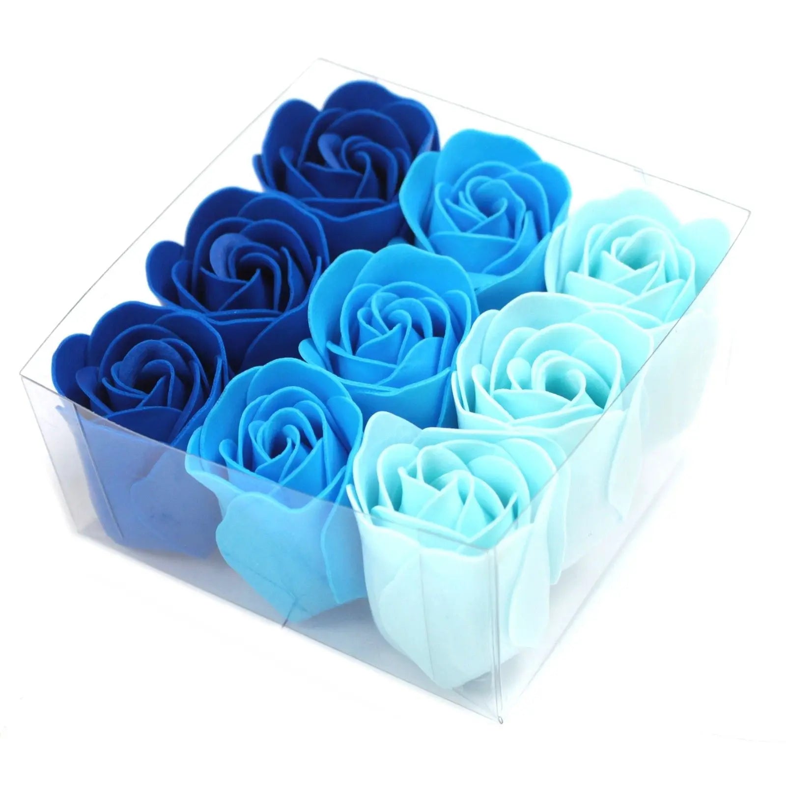 Set of 9 Soap Flowers - Blue Wedding Roses AW Dropship UK