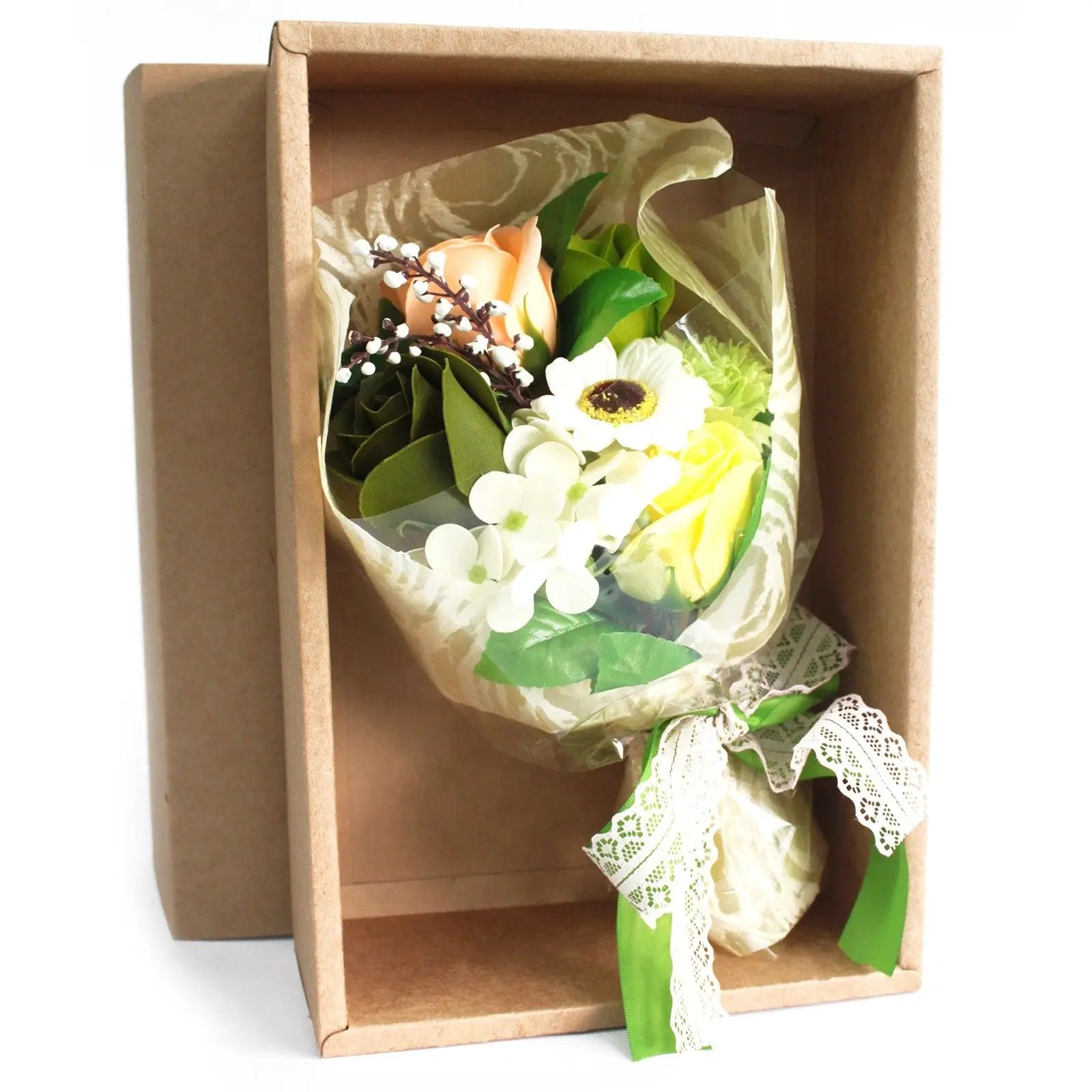 Boxed Hand Soap Flower Bouquet - Greens AW Dropship UK
