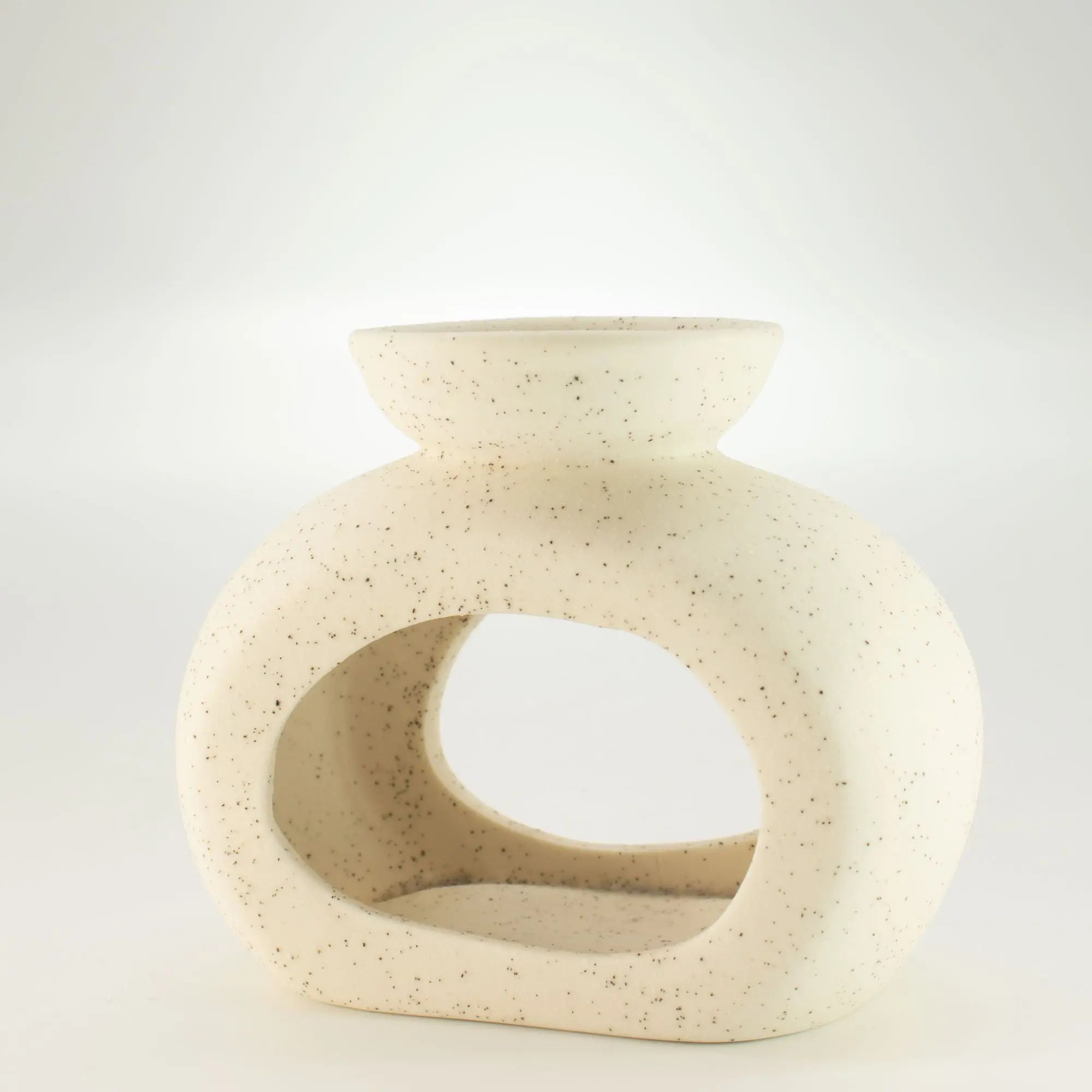  Pamperandpost Ceramic Zen Oil Burner - Oval Pebble - Speckled Off-White Ceramic Zen Oil Burners