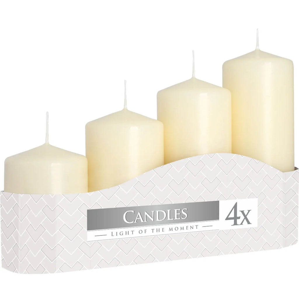  Pamperandpost Set of 4 Pillar Candles 50mm (11/16/22/33H) - Ivory Pillar Candle