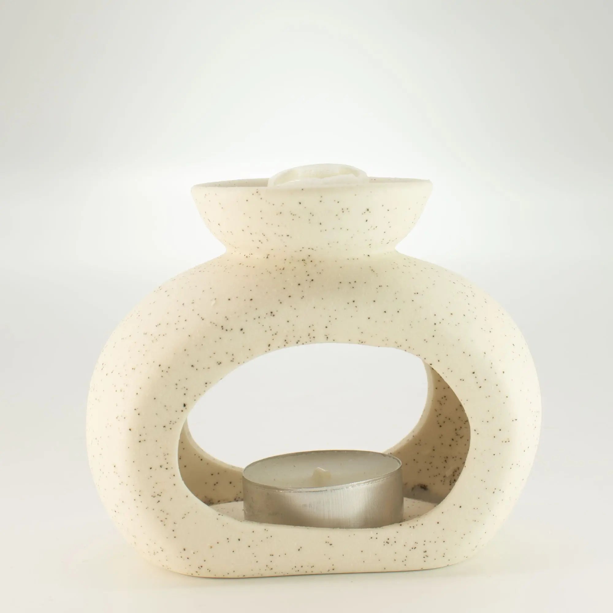  Pamperandpost Ceramic Zen Oil Burner - Oval Pebble - Speckled Off-White Ceramic Zen Oil Burners