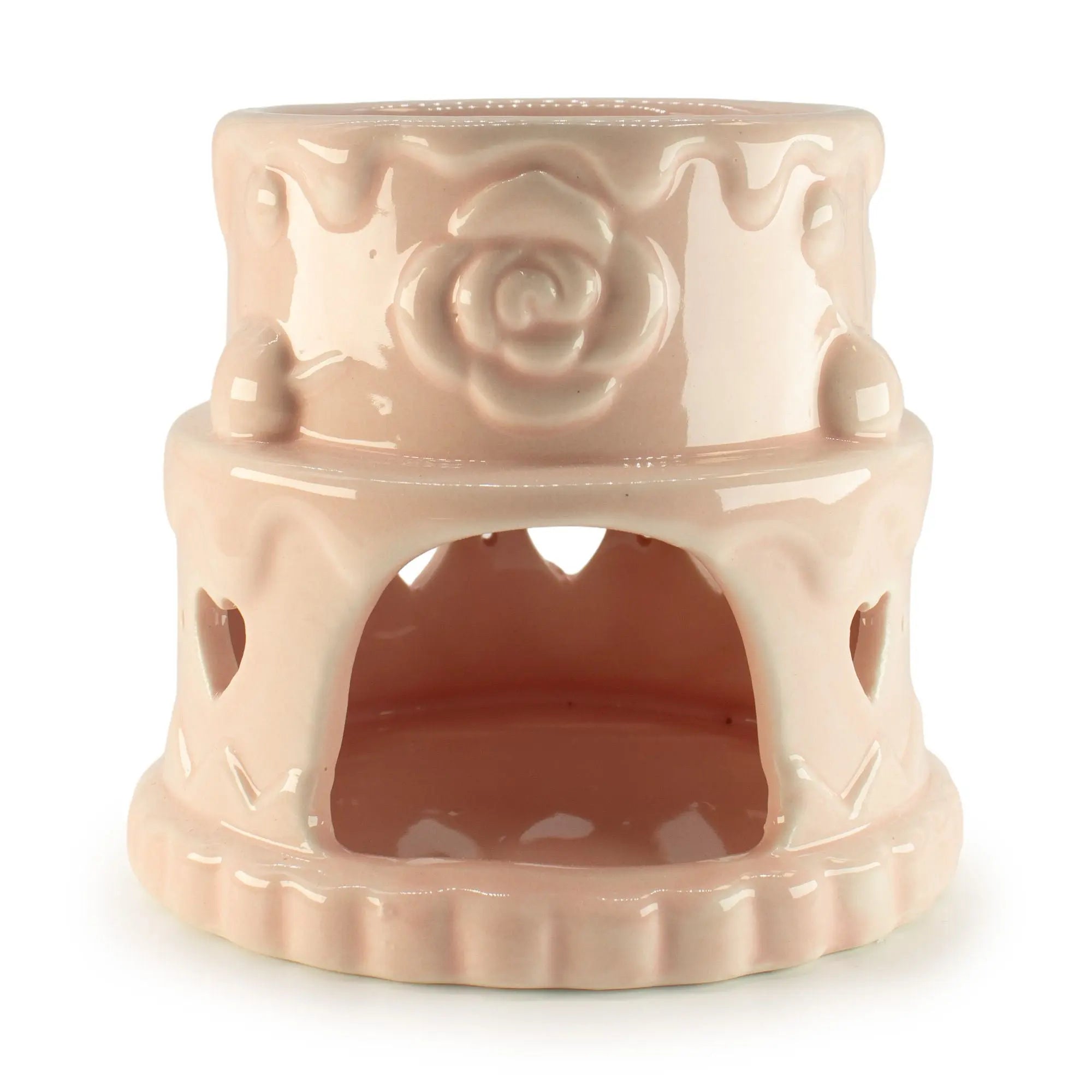  Pamperandpost Ceramic Cake Oil Burner – Hearts – Pink | Cute & Stylish Oil Burner for Home Fragrance Ceramic Zen Oil Burners