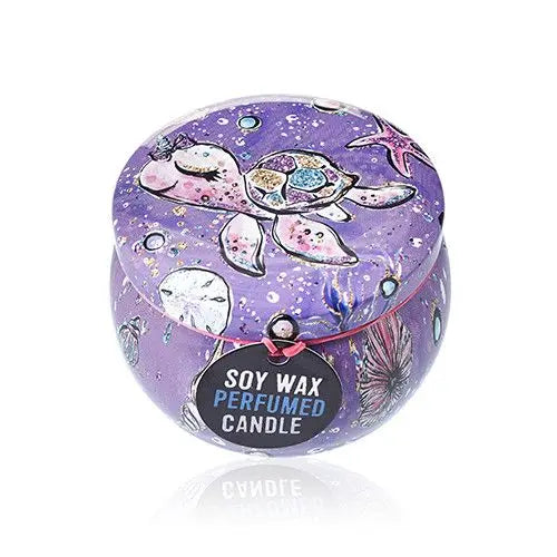  Pamperandpost Art Tin Candle - Assorted Design - Sea life - Rasberry Art Tin Candles