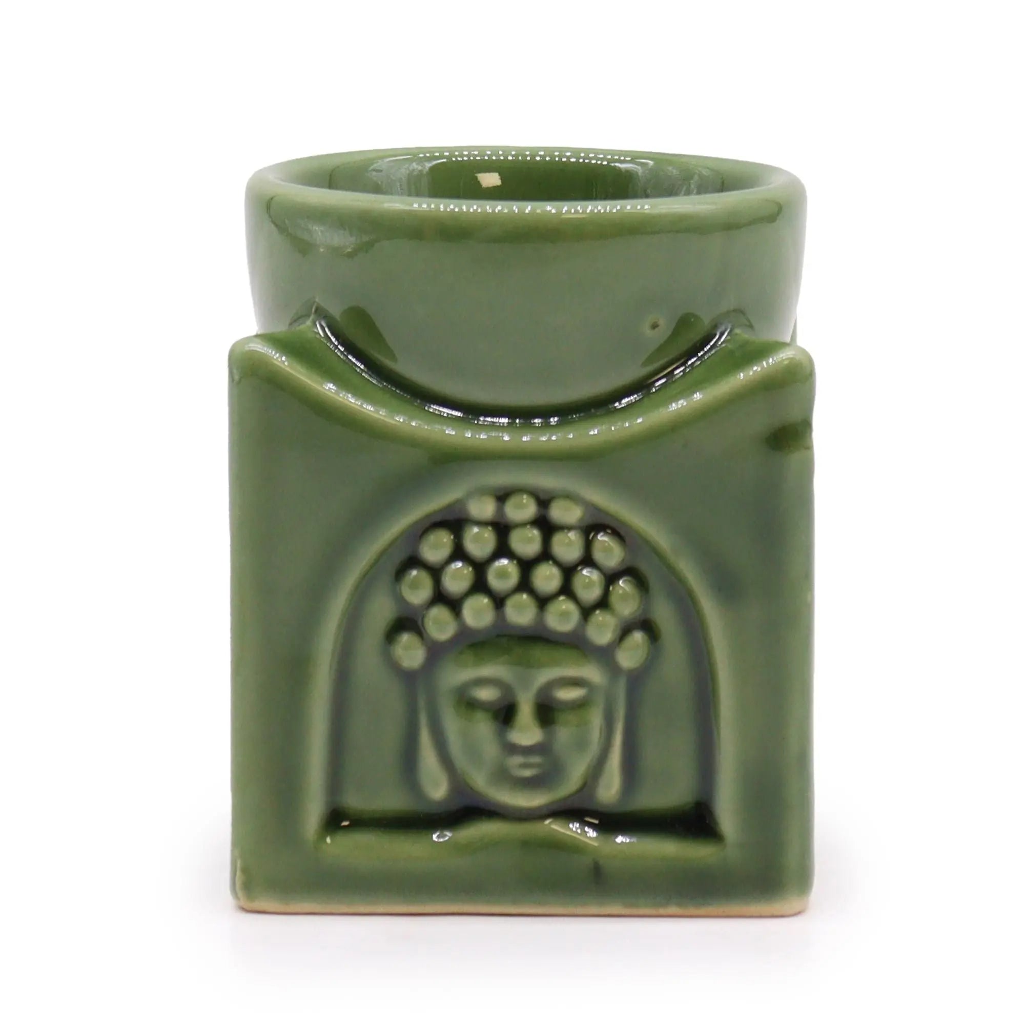  Pamperandpost Buddha Oil Burner – Square Buddha Burner in Dark Jade for Peaceful, Stylish Home Fragrance Classic Buddha Oil Burners