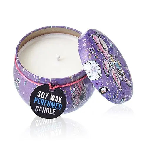 Pamperandpost Art Tin Candle - Assorted Design - Sea life - Rasberry Art Tin Candles