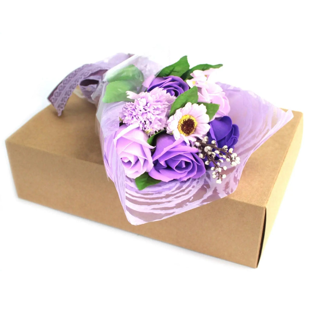 Purple Boxed Hand Soap Flower Bouquet - Special AW Dropship UK