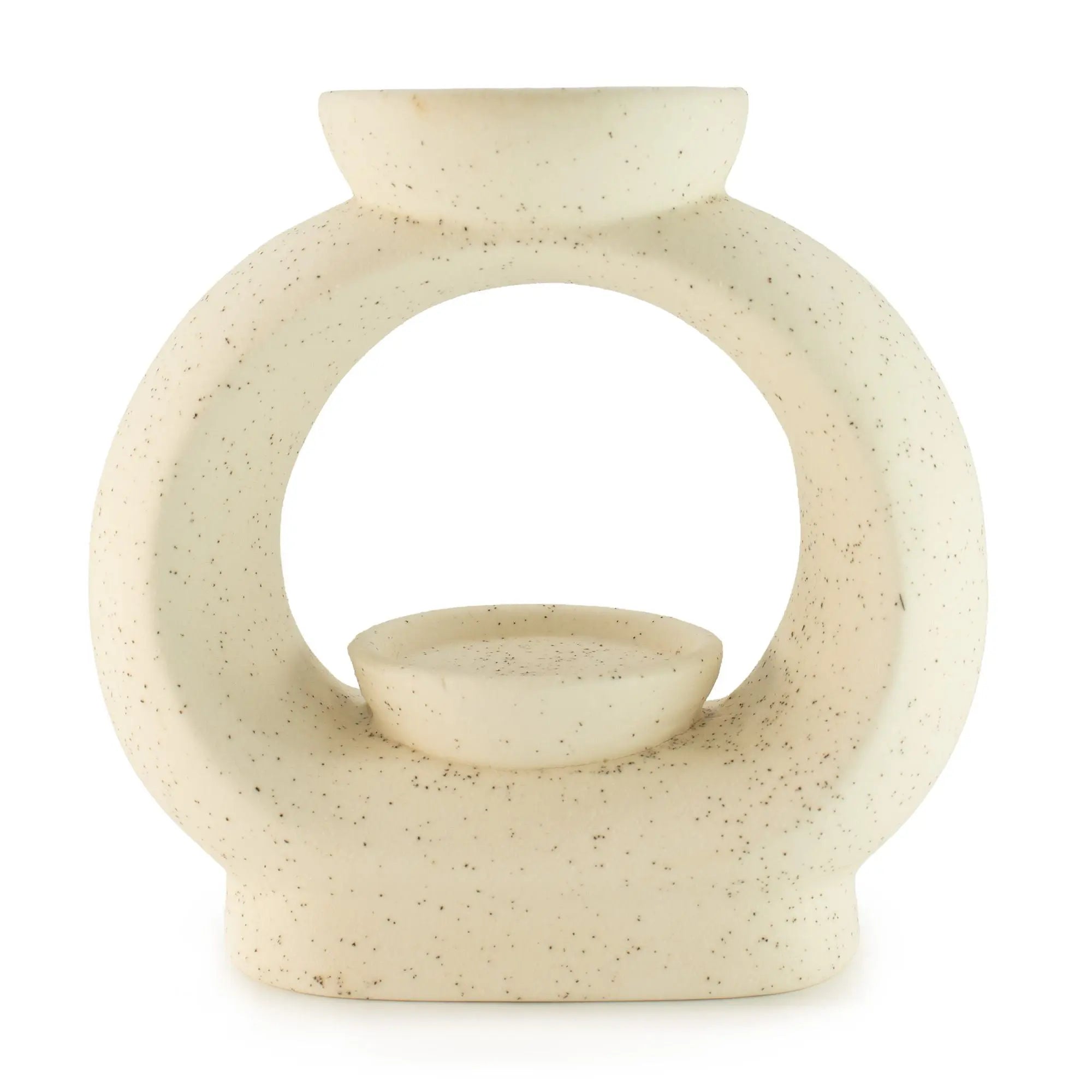  Pamperandpost Ceramic Zen Oil Burner - Large Oval Pebble  - Speckled Off-White Ceramic Zen Oil Burners