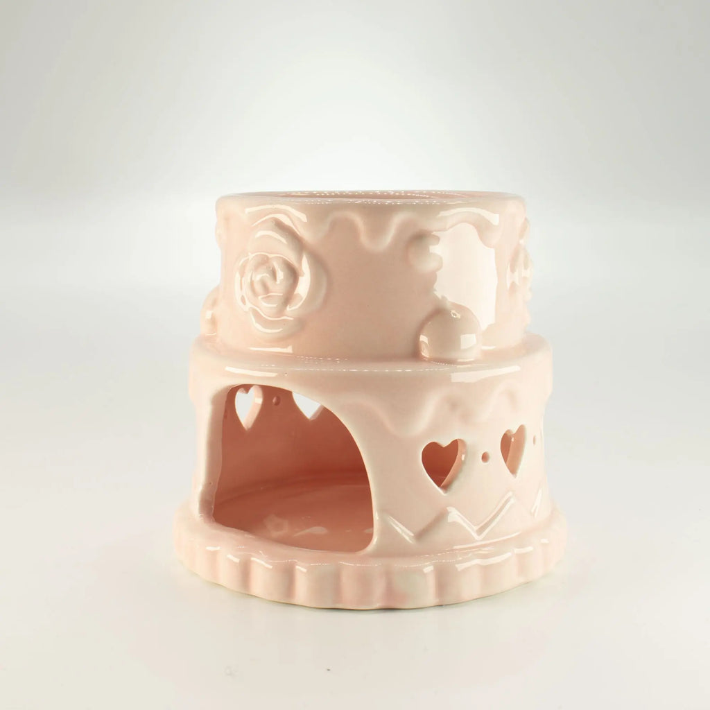  Pamperandpost Ceramic Cake Oil Burner – Hearts – Pink | Cute & Stylish Oil Burner for Home Fragrance Ceramic Zen Oil Burners