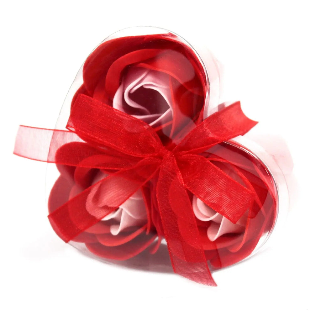 Set of 3 Soap Flower Heart Box - Red Roses AW Dropship UK