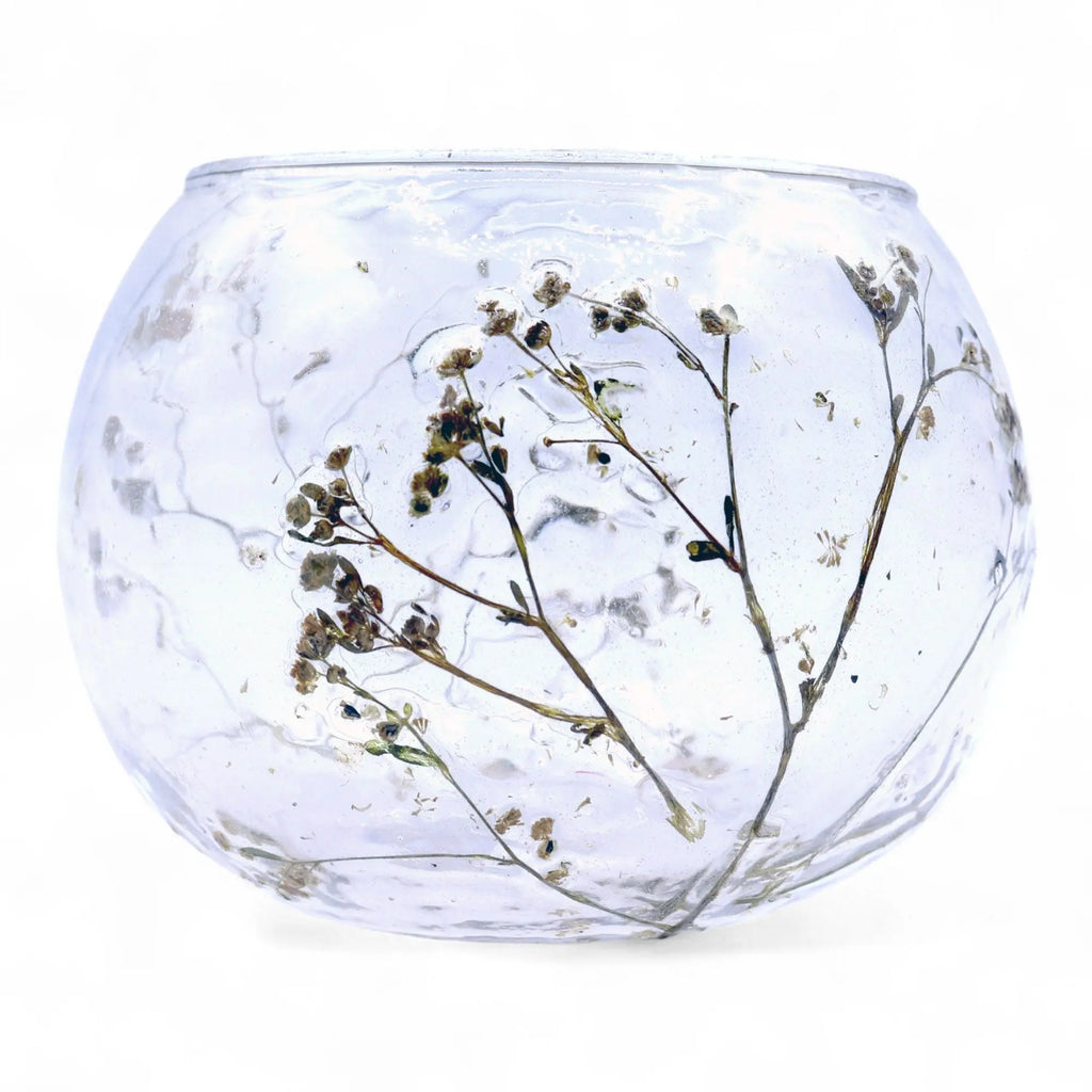  Pamperandpost Natural Floral Glass - Bowl Candle Holder - Margarita - (8x10cm) Natural Floral Glass Candle Holders
