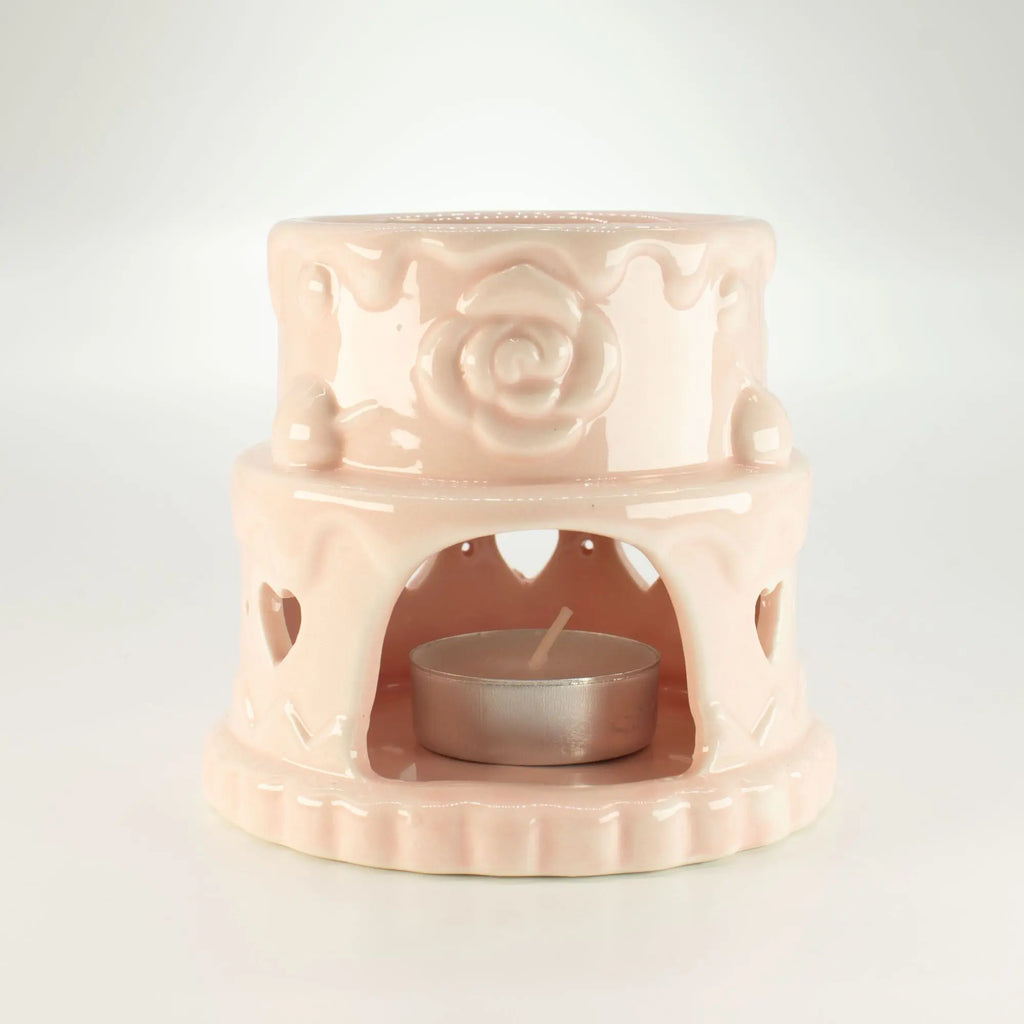  Pamperandpost Ceramic Cake Oil Burner – Hearts – Pink | Cute & Stylish Oil Burner for Home Fragrance Ceramic Zen Oil Burners
