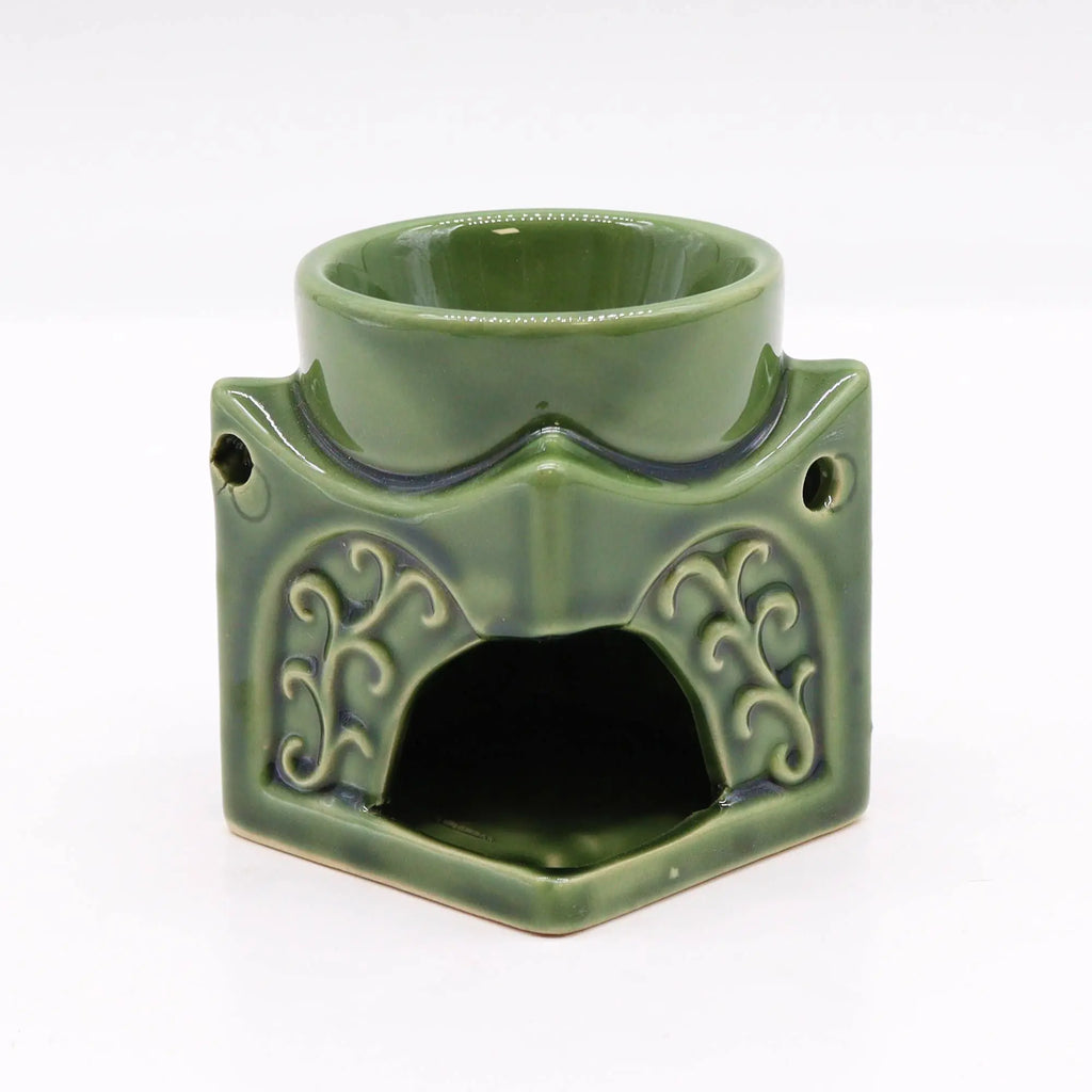  Pamperandpost Buddha Oil Burner – Square Buddha Burner in Dark Jade for Peaceful, Stylish Home Fragrance Classic Buddha Oil Burners