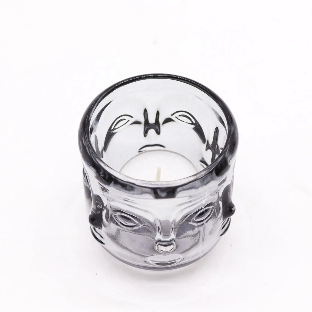 Pamperandpost Buddha Faces Candle Jar - Midnight Grey