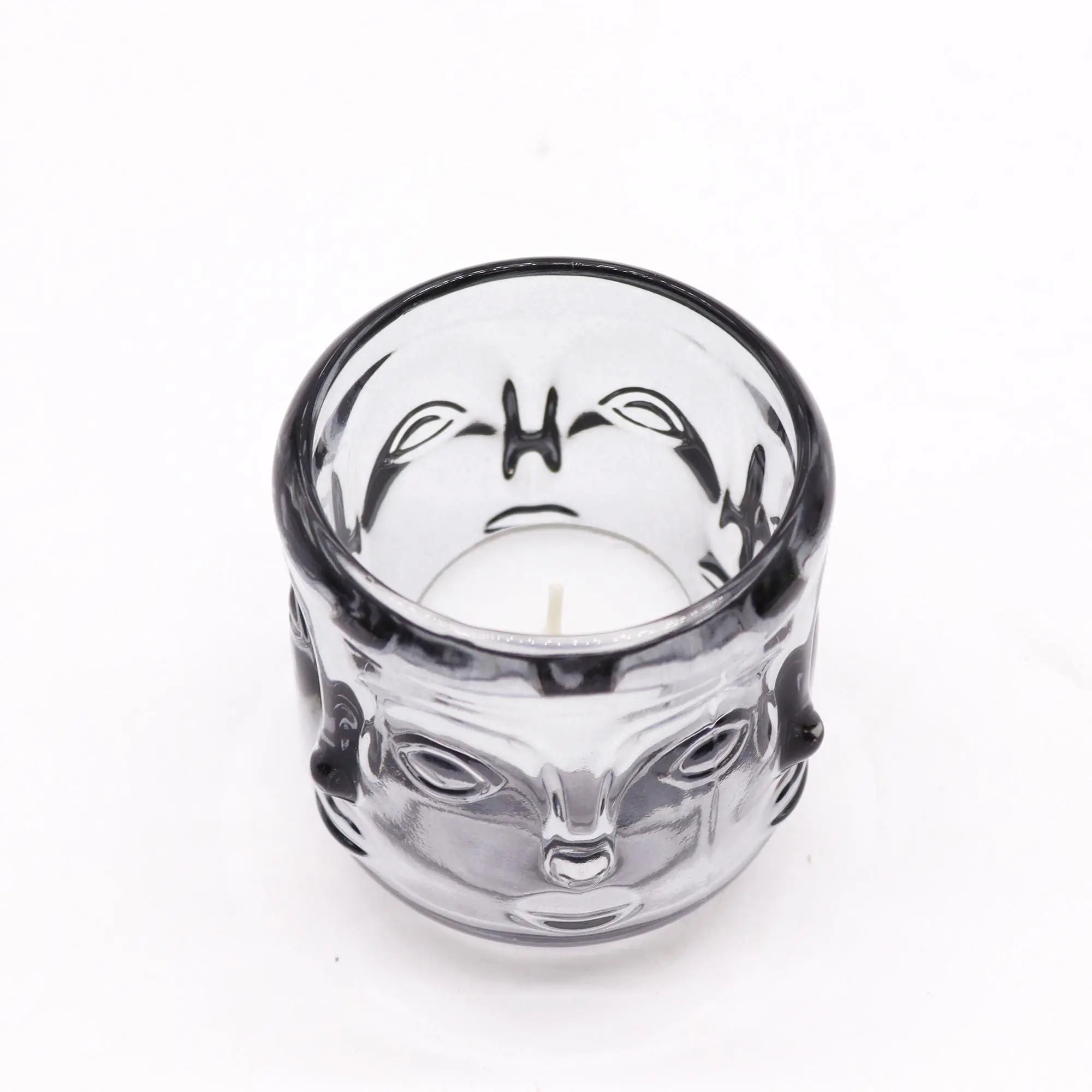 Pamperandpost Buddha Faces Candle Jar - Midnight Grey