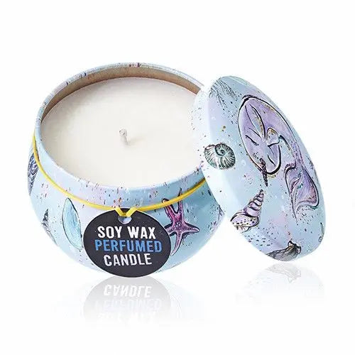  Pamperandpost Art Tin Candle - Assorted Design - Sea life - Rasberry Art Tin Candles