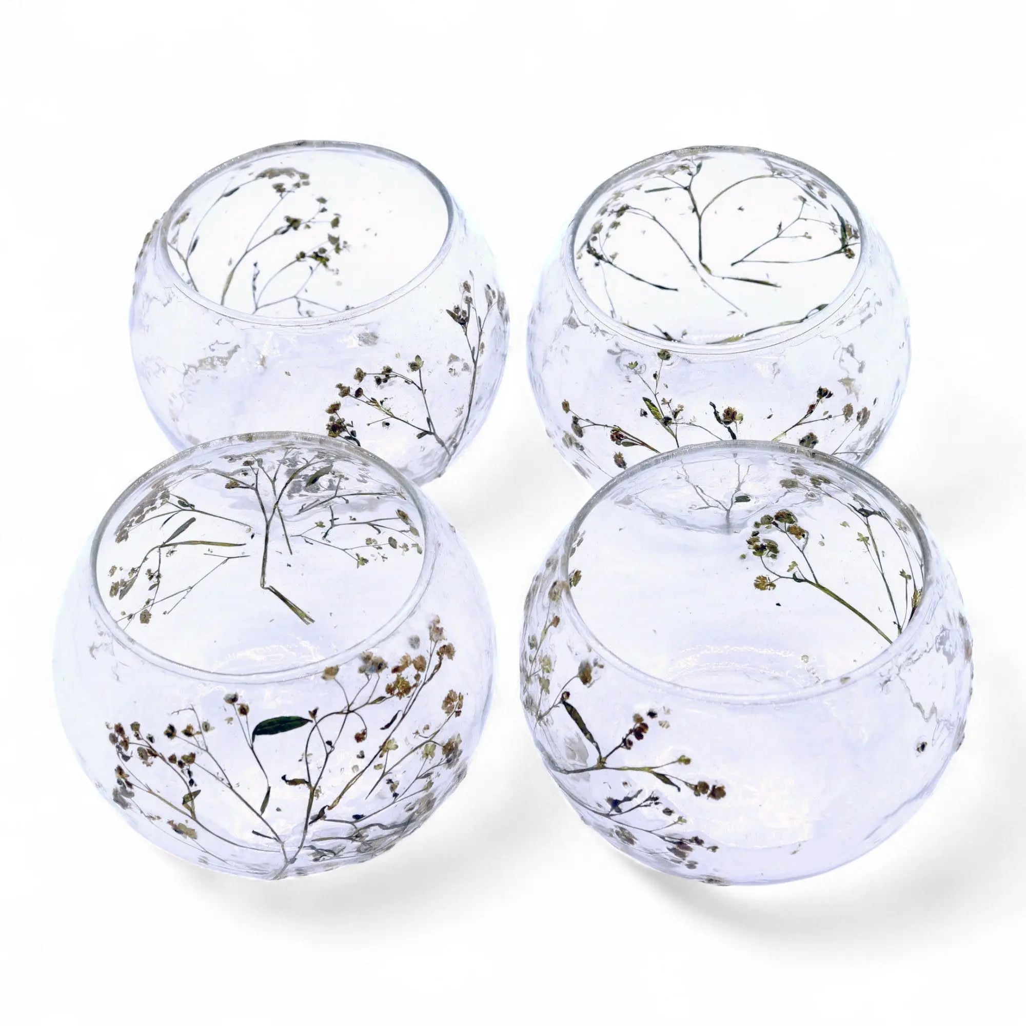  Pamperandpost Natural Floral Glass - Bowl Candle Holder - Margarita - (8x10cm) Natural Floral Glass Candle Holders
