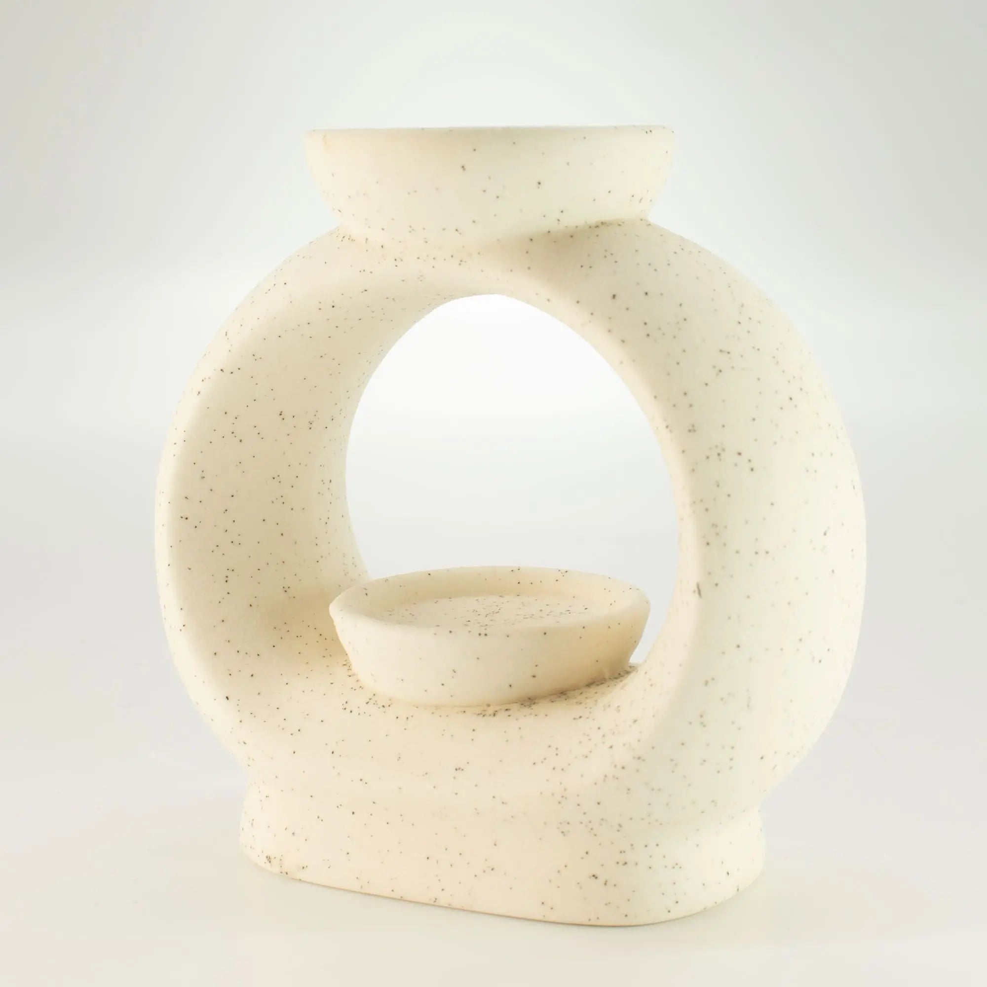  Pamperandpost Ceramic Zen Oil Burner - Large Oval Pebble  - Speckled Off-White Ceramic Zen Oil Burners