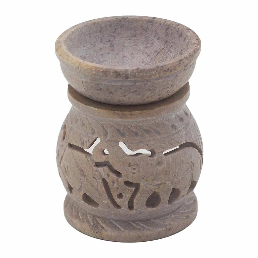  Pamperandpost Soapstone Oil Burner – Small Elephant Design (8cm) for Natural, Hand‑Carved Home Fragrance Soapstone Oil Burners