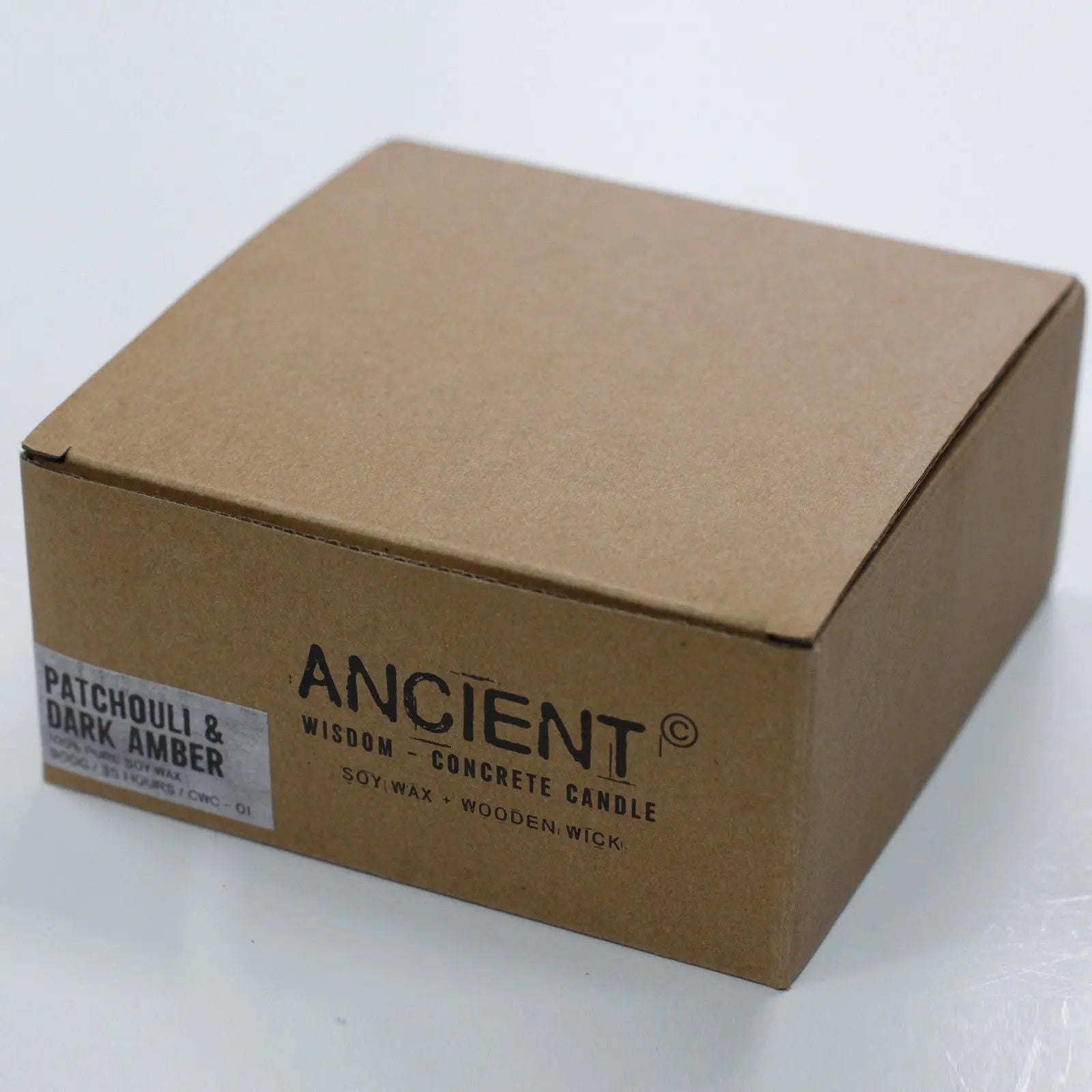  Pamperandpost Large Round - Patchouli & Dark Amber Concrete Wooden Wick Candle