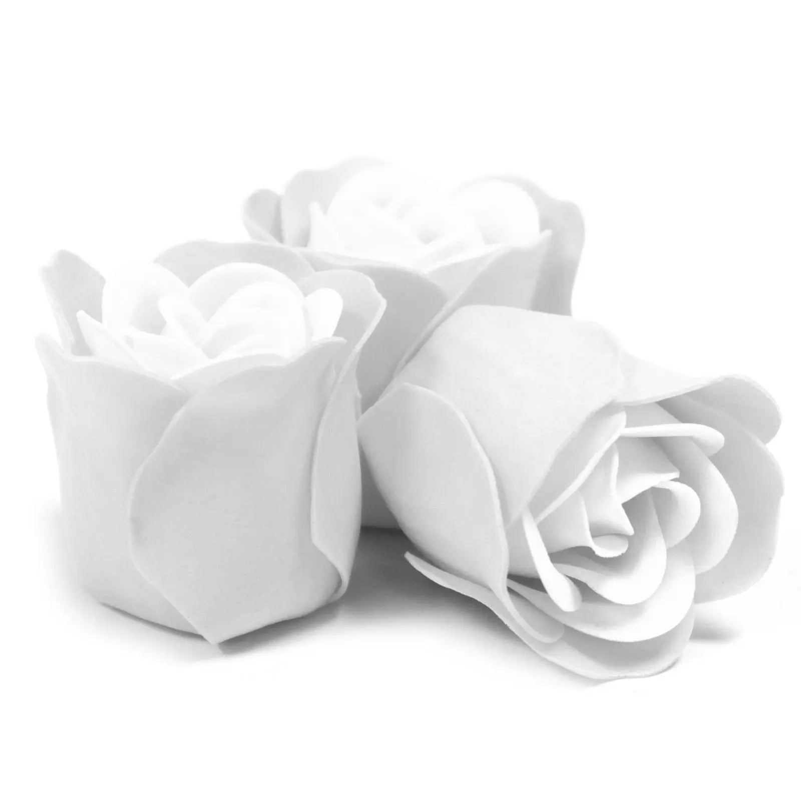  Pamperandpost Set of 3 Soap Flower Heart Box - White Luxury Soap Flowers