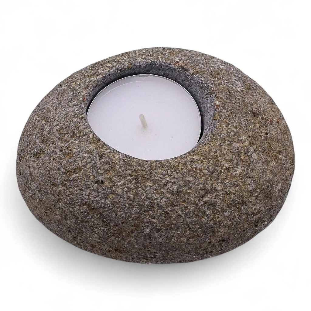  Pamperandpost Natural Riverstone Candle Holder - Single Nightlight Riverside Stone Candle Holders