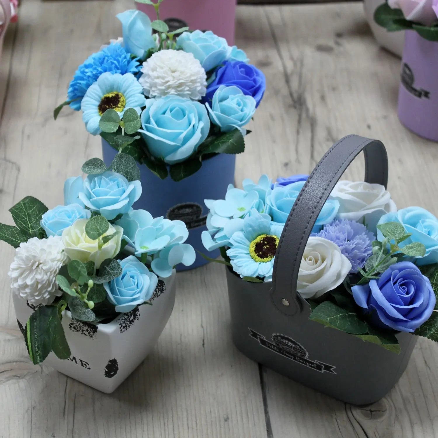 Bouquet Petite Basket - Soothing Blues AW Dropship UK