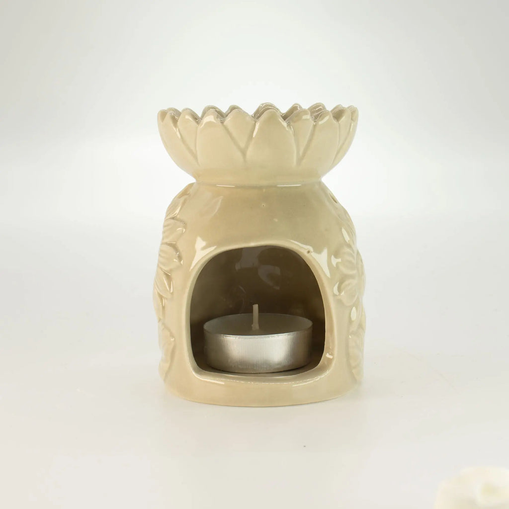  Pamperandpost Ceramic Sunflower Oil Burner - Pastel Beige Ceramic Zen Oil Burners