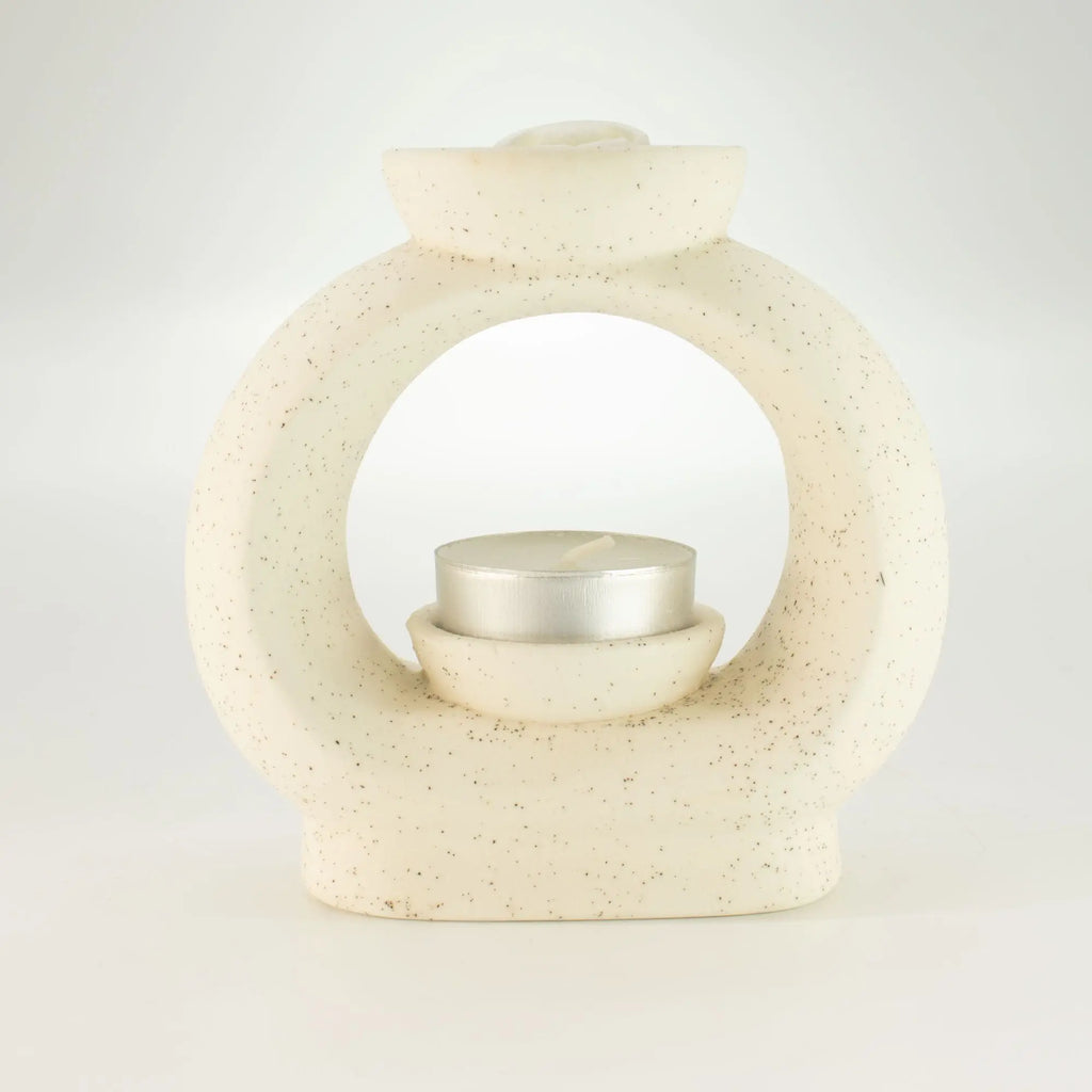  Pamperandpost Ceramic Zen Oil Burner - Large Oval Pebble  - Speckled Off-White Ceramic Zen Oil Burners