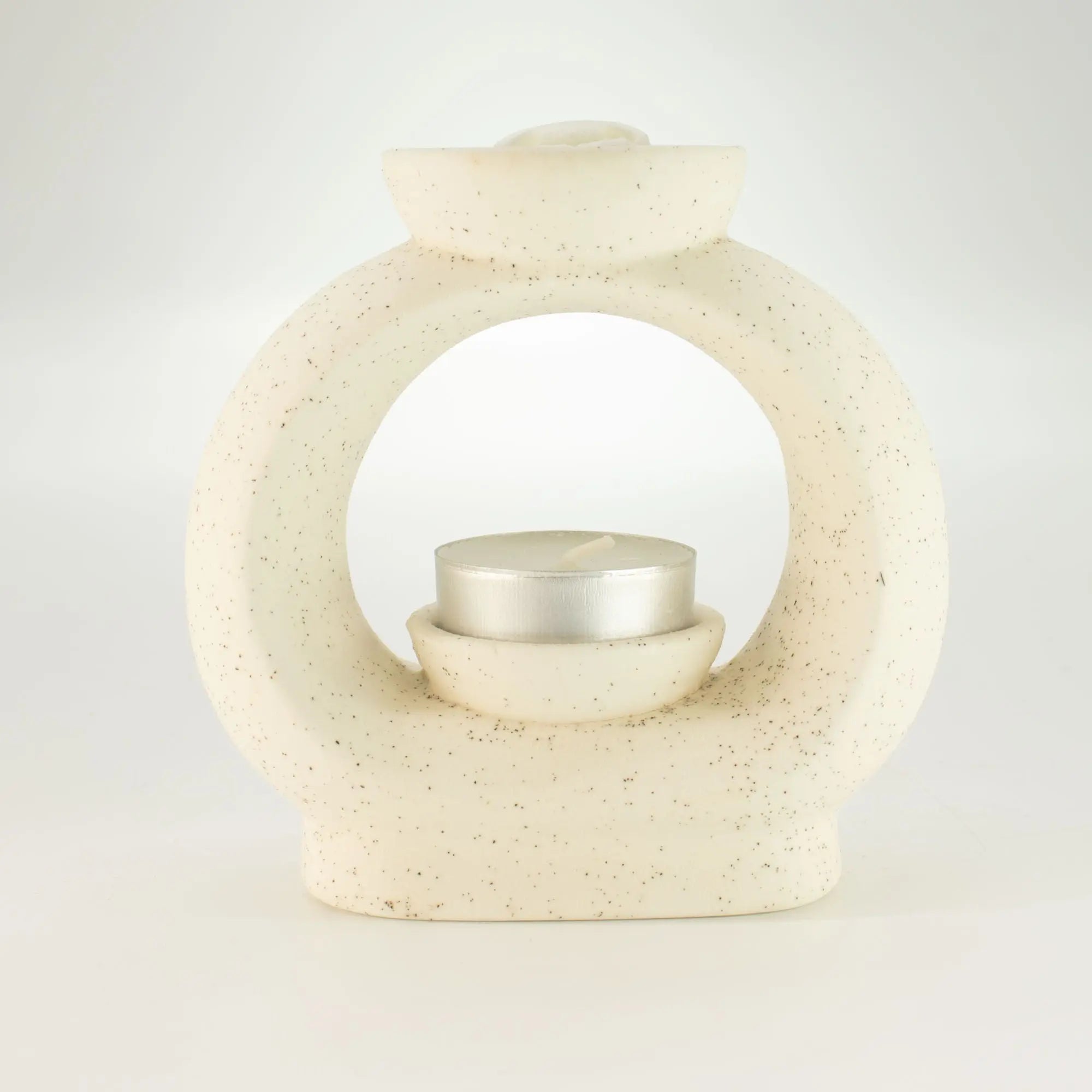 Pamperandpost Ceramic Zen Oil Burner - Large Oval Pebble  - Speckled Off-White Ceramic Zen Oil Burners