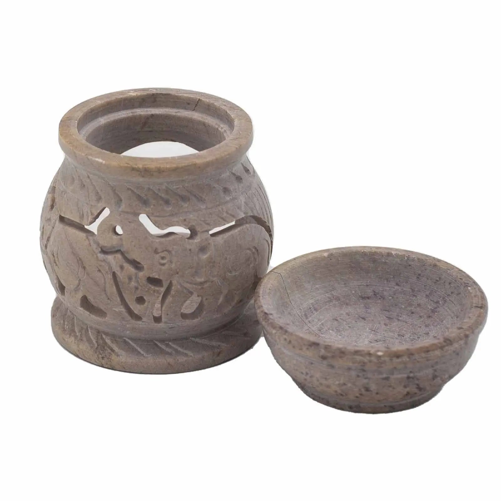  Pamperandpost Soapstone Oil Burner – Small Elephant Design (8cm) for Natural, Hand‑Carved Home Fragrance Soapstone Oil Burners