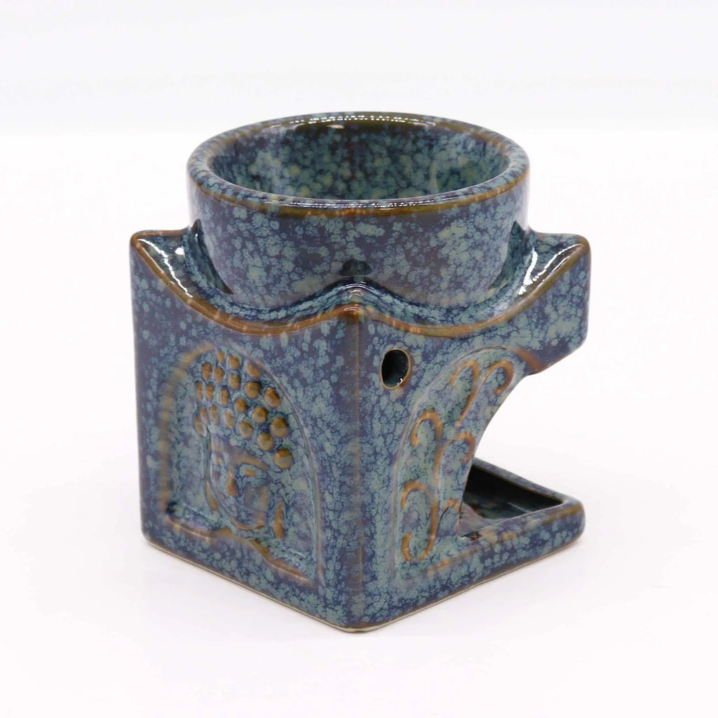  Pamperandpost Buddha Oil Burner – Square Buddha Burner in Dusty Blue for Calm, Stylish Home Fragrance Classic Buddha Oil Burners