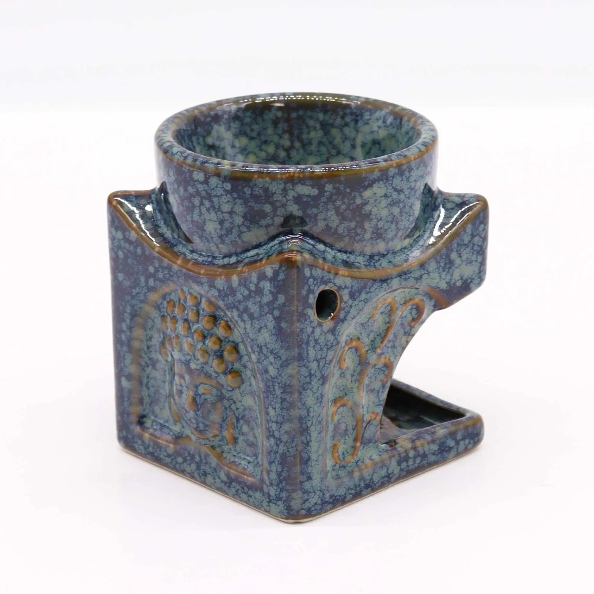  Pamperandpost Buddha Oil Burner – Square Buddha Burner in Dusty Blue for Calm, Stylish Home Fragrance Classic Buddha Oil Burners