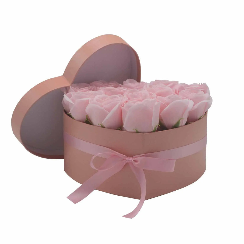 Pamperandpost Soap Flower Gift Bouquet - 13 Pink Roses - Heart