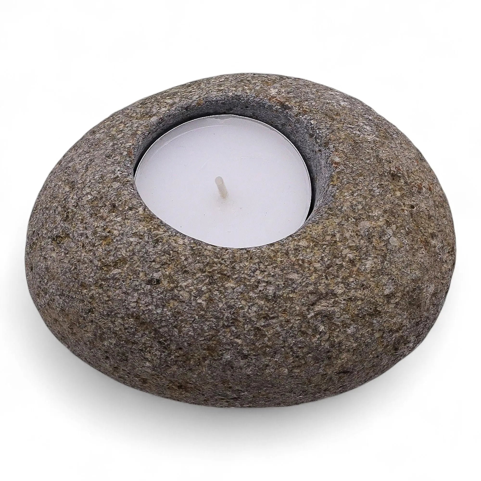  Pamperandpost Natural Riverstone Candle Holder - Single Nightlight Riverside Stone Candle Holders