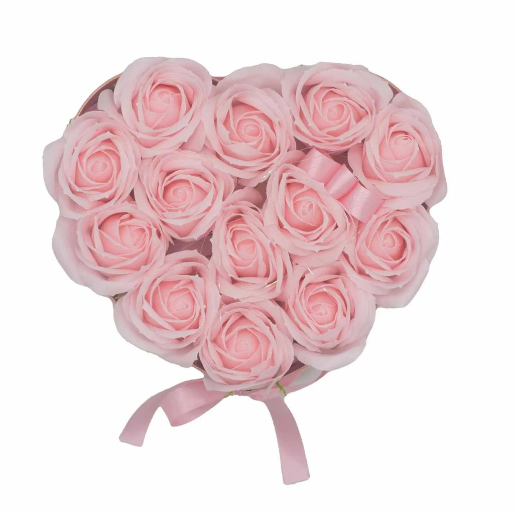 Pamperandpost Soap Flower Gift Bouquet - 13 Pink Roses - Heart