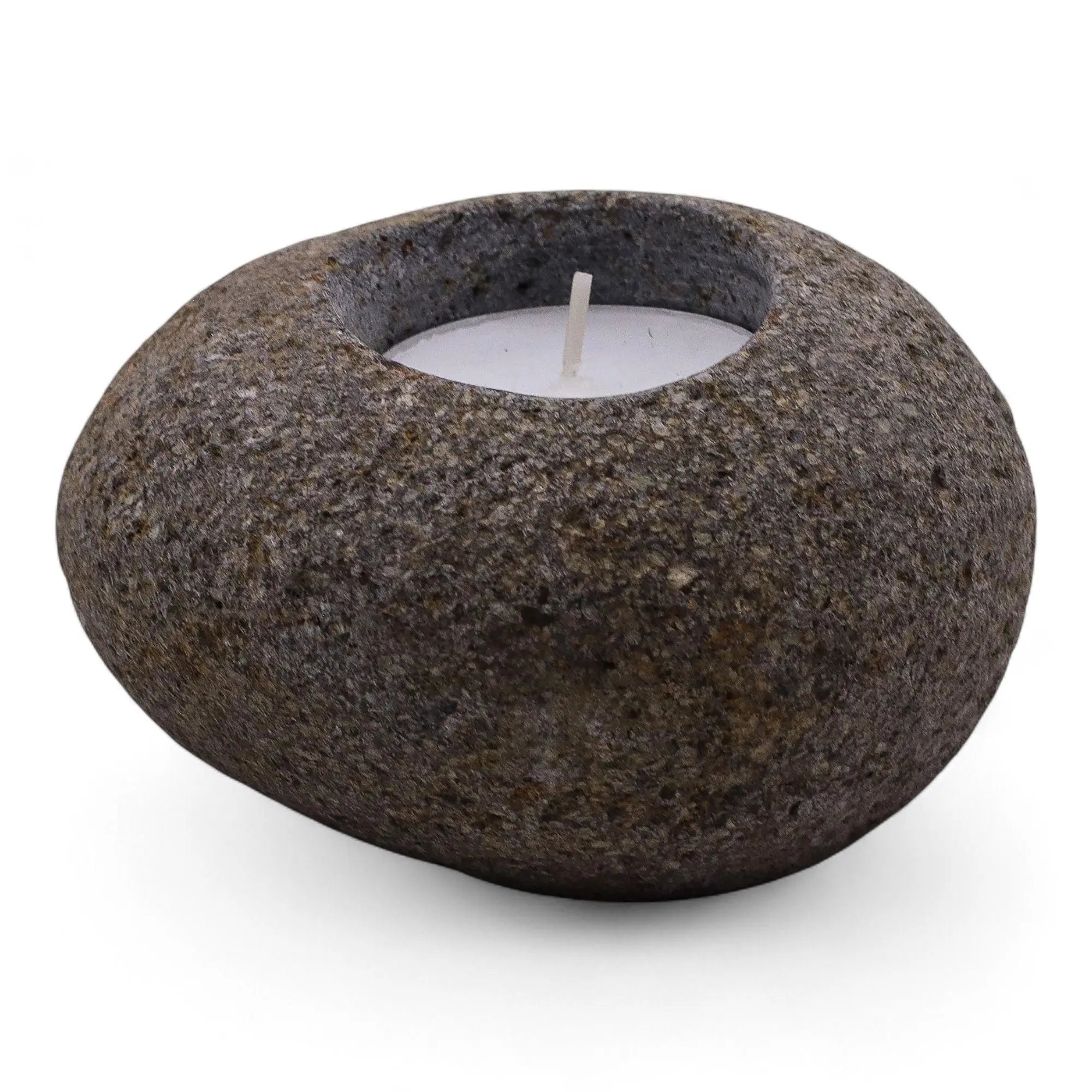  Pamperandpost Natural Riverstone Candle Holder - Single Nightlight Riverside Stone Candle Holders