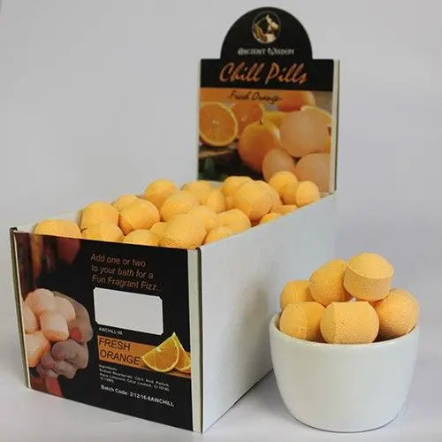 Pamperandpost 1.3Kg Box of Chill Pills (Mini Bath Bombs) - Fresh Oranges