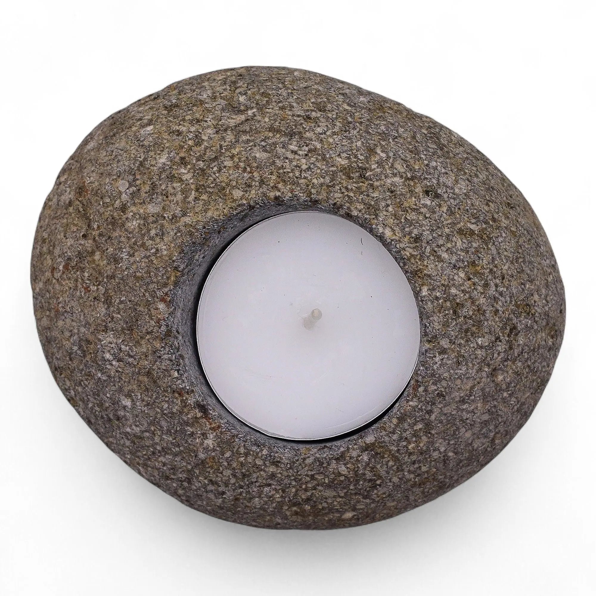  Pamperandpost Natural Riverstone Candle Holder - Single Nightlight Riverside Stone Candle Holders